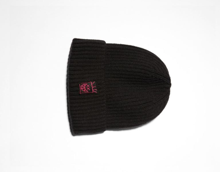 Black Men's Bershka Funny Embroidered Beanie Caps | C5TnTMm6A6B