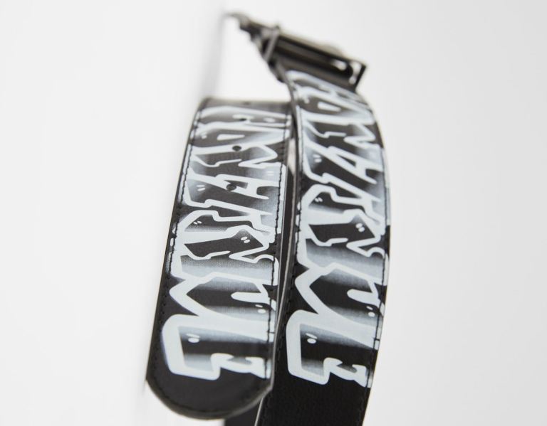 Black Men's Bershka Graffiti Belts | 5rGDcxPFThT