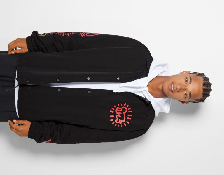 Black Men\'s Bershka Keith Haring Jackets | w6TMJOlhNvm