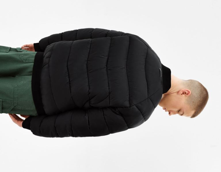 Black Men's Bershka Lightweight Puffer Bomber Down Jackets | E4JQsYJKpwM