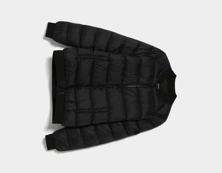 Black Men's Bershka Lightweight Puffer Bomber Down Jackets | E4JQsYJKpwM