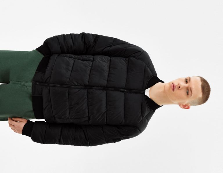 Black Men\'s Bershka Lightweight Puffer Bomber Down Jackets | E4JQsYJKpwM