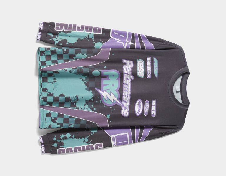 Black Men's Bershka Long Sleeve With Motorcycle Racing Print T Shirts | Xh5ZmGwbkRN