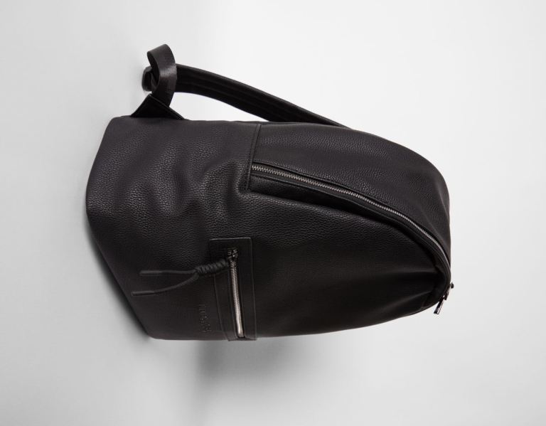 Black Men's Bershka Monochrome Backpack Bags | C4J5wyEMJgM