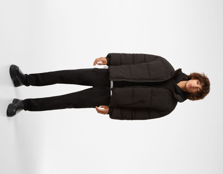 Black Men's Bershka Oversize Puffer Down Jackets | gdg5MxjIIXw