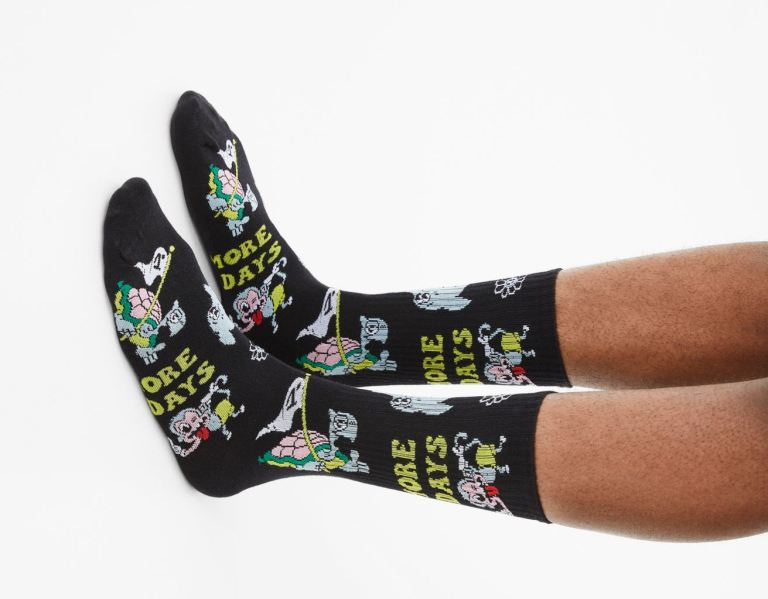 Black Men's Bershka Pack Of 3 Funny Print Socks | qyffbrkYYMR