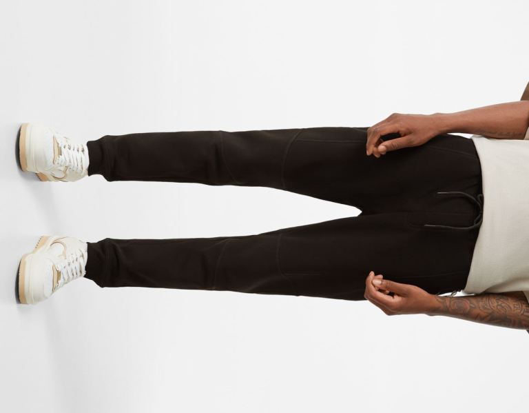 Black Men's Bershka Plush Sweatpants With Seams Tracksuits | ibGozTYp70s