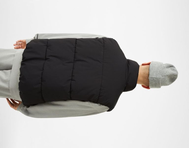 Black Men's Bershka Puffer Gilet Outerwear | Uxe7zoIBhWY