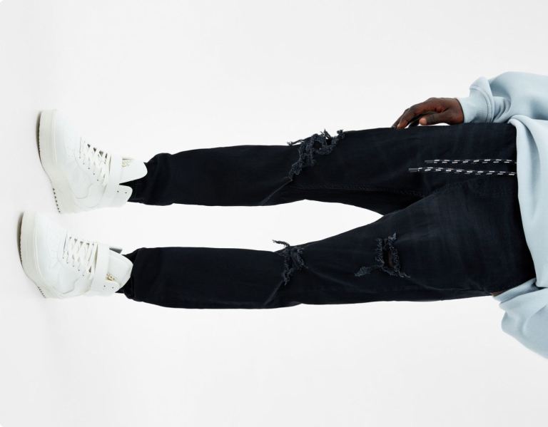 Black Men's Bershka Ripped Jogger Jeans | F9Bovktay0d