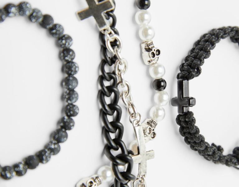 Black Men's Bershka Set Of 5 Cross Bracelets Jewelry | baGMJCIGqDc