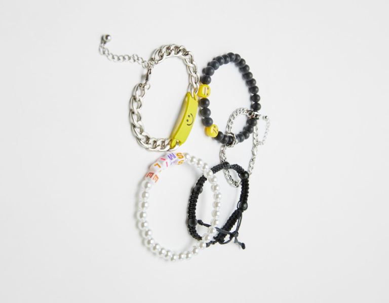 Black Men's Bershka Set Of 5 Enjoy Bracelets Jewelry | IAag7ip0nsf