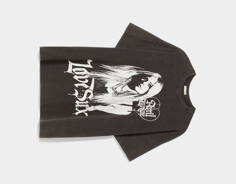 Black Men's Bershka Short Sleeve With An Avril Lavigne Print T Shirts | SYYOt5hBmaX