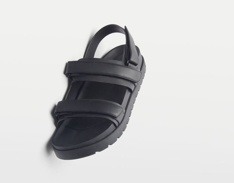 Black Men's Bershka Strappy Sandals | YNk49GZeUMn