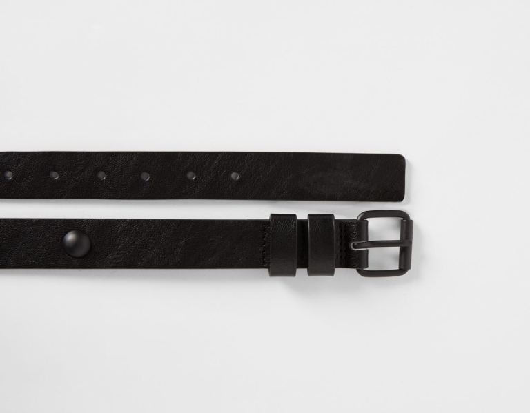 Black Men's Bershka Studded Faux Leather Belts | yIggLp0IBY0