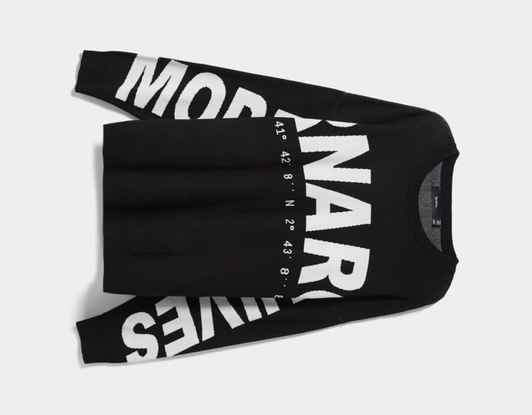 Black Men's Bershka Sweater With Lettering Sweaters | P4h4JJyW4Jm