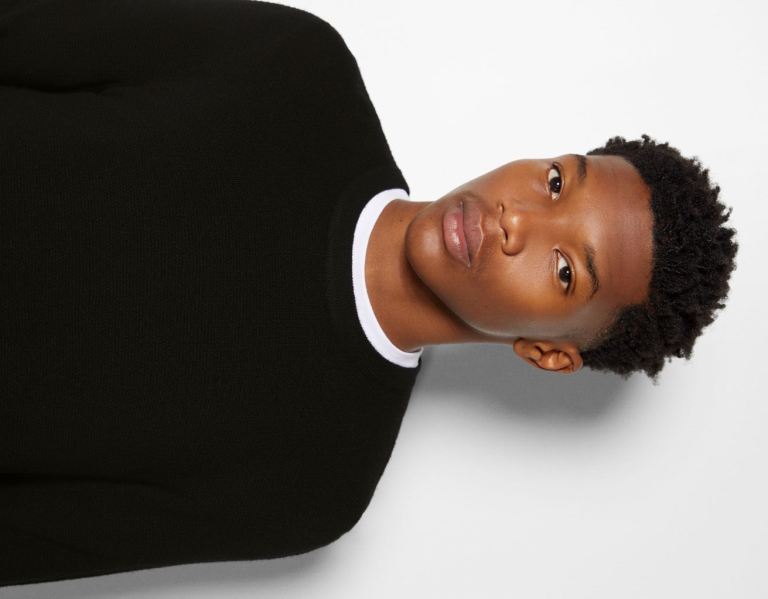 Black Men's Bershka Textured Sweater Sweaters | EXvDVyUF6n7