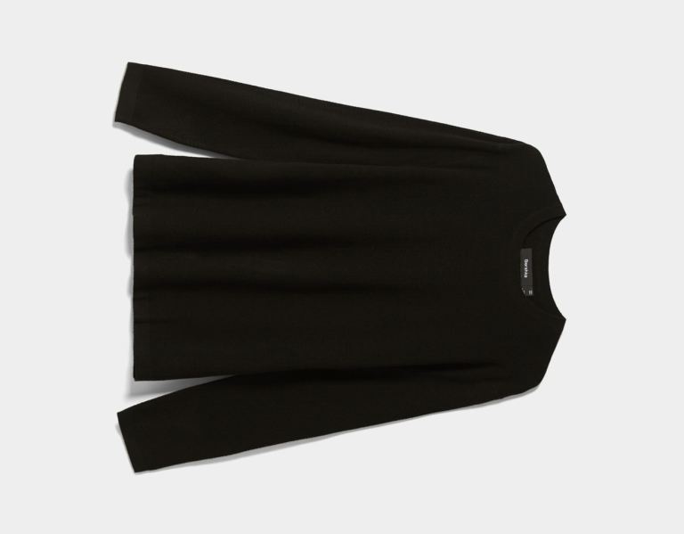 Black Men's Bershka Textured Sweater Sweaters | EXvDVyUF6n7