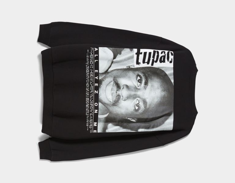 Black Men's Bershka Tupac Crew Neck Sweatshirts | 9NuCJaucVtg