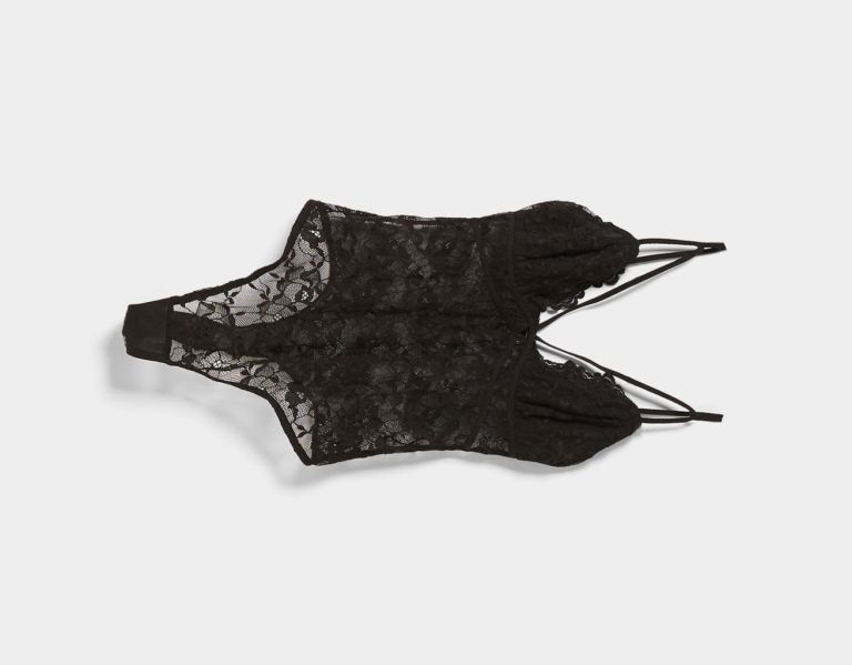 Black Women's Bershka Blonde Lace Bodysuit | gjLxZllQRX2