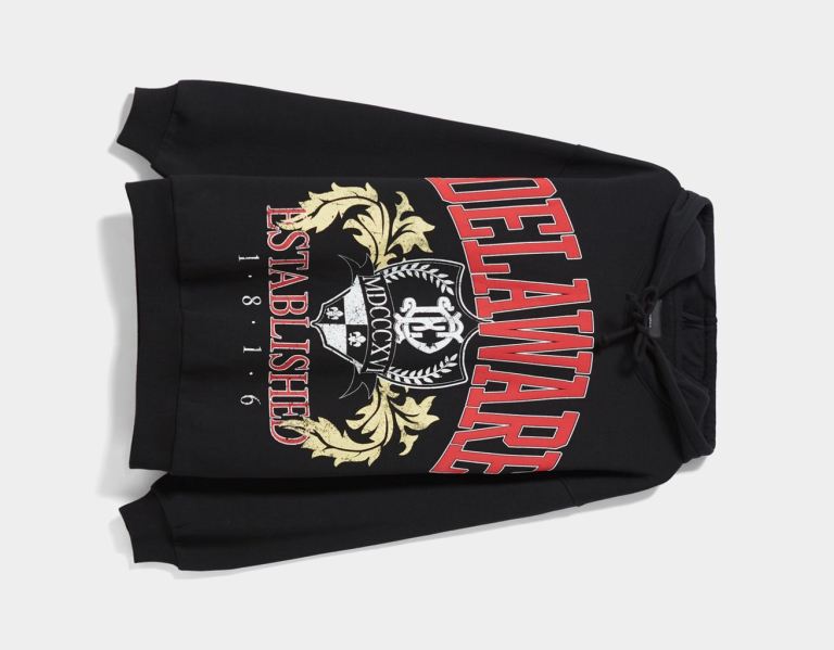 Black Women's Bershka College Print Hoodie | tGhw5eXkmB4