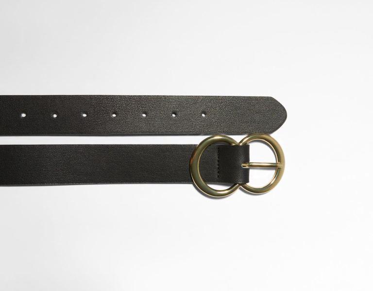 Black Women's Bershka Double Buckle Belts | Zc7ZIi5mKuu