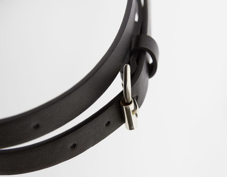 Black Women's Bershka Double Buckle Belts | fErBP2eTGXO