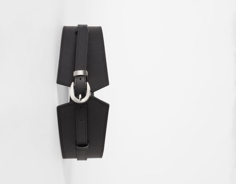 Black Women's Bershka Faux Leather Sash Belts | CuCjO3AndO9