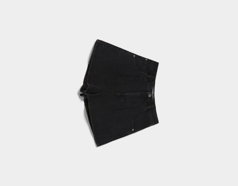 Black Women's Bershka Flared Twill Shorts | 5nGzGwaSvhH