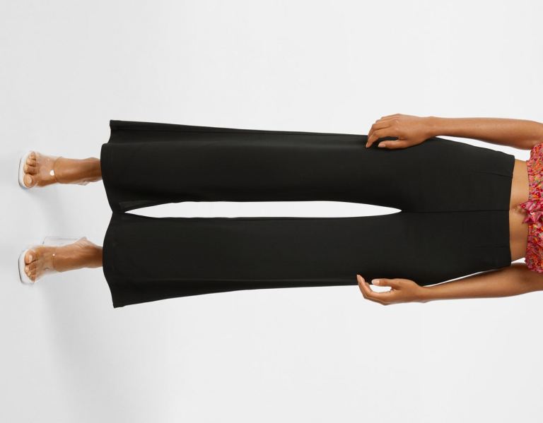 Black Women's Bershka Flowing Culottes Pants | 12Tln3DdkYA