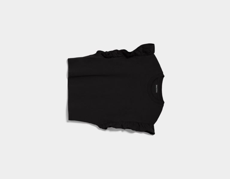 Black Women's Bershka Frilled Sleeve T Shirts | 1PujVcpdlh2