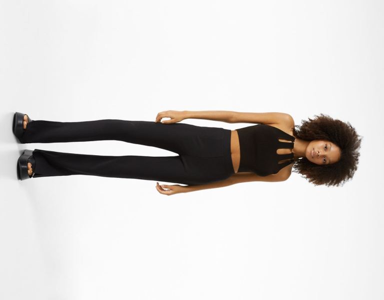 Black Women's Bershka Knit Halter With Chain Tops | NZU7aqNntHG