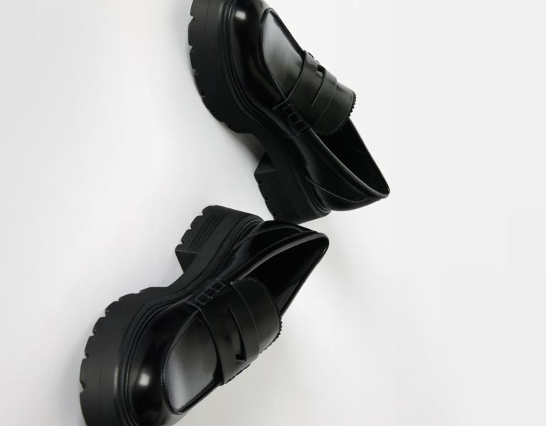 Black Women's Bershka Loafers With Track Soles Suits | uZAiJjbeuRf