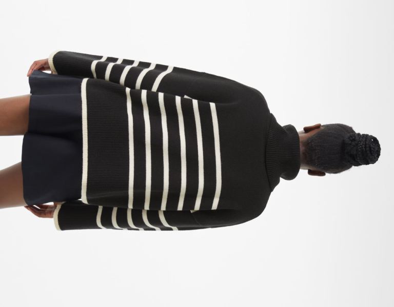 Black Women's Bershka Oversize Striped Sweater Knitwear | PyN7pIWsOlC