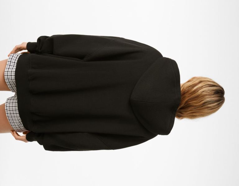 Black Women's Bershka Oversize Zippered Hoodie | JMWcdfUwulP