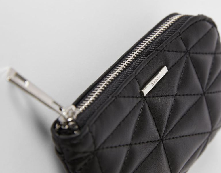 Black Women's Bershka Quilted Faux Leather Card Holder Bags | DwZ0Wkwa4PM