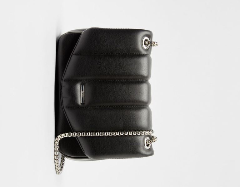 Black Women's Bershka Quilted Hand With Vertical Chain Bags | 31jO9Vz4FKd