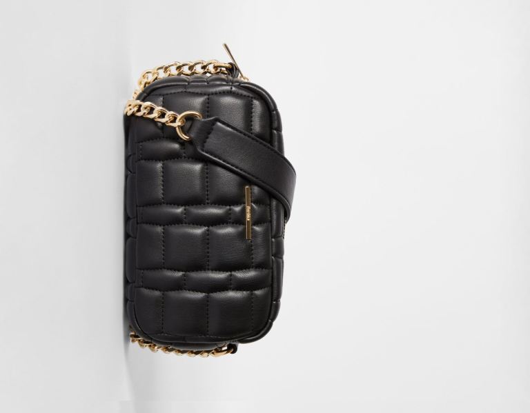 Black Women's Bershka Quilted Hand With Chain Strap Bags | 4RUYuAwy4zS