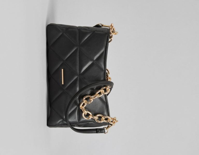 Black Women\'s Bershka Quilted Hand With Chunky Chain Handle Bags | JX7MErB77x9