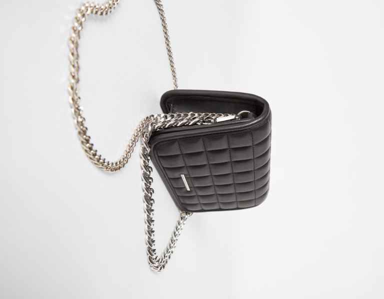 Black Women's Bershka Quilted Hand With Chain Bags | YXLLpBjo4kl