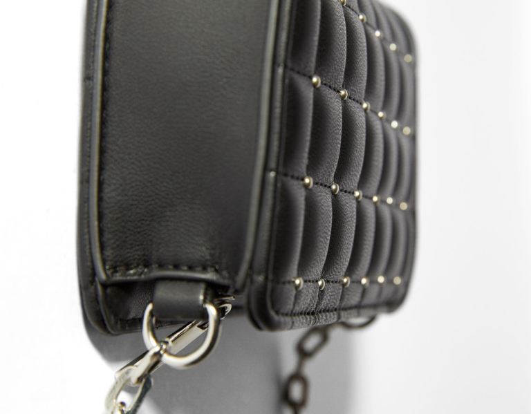 Black Women's Bershka Quilted Mini Crossbody With Studs Bags | UxmtbO4uLiQ