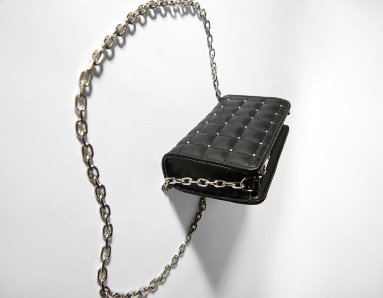 Black Women's Bershka Quilted Mini Crossbody With Studs Bags | UxmtbO4uLiQ