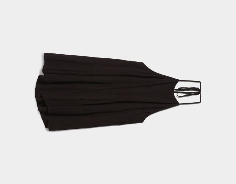 Black Women's Bershka Ruffled Crepe Mini Dress | JGjNhpRuLZn