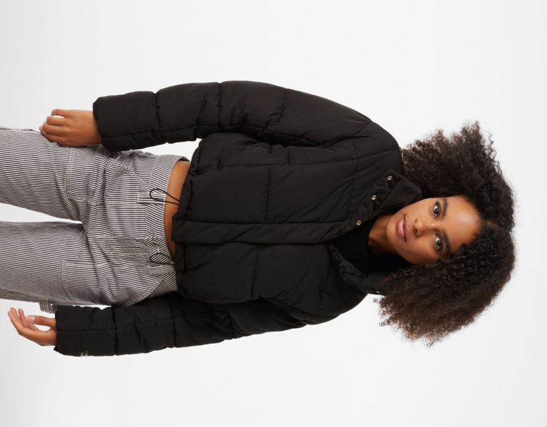 Black Women\'s Bershka Short Puffer Jackets | 1ctxMxvvEYc