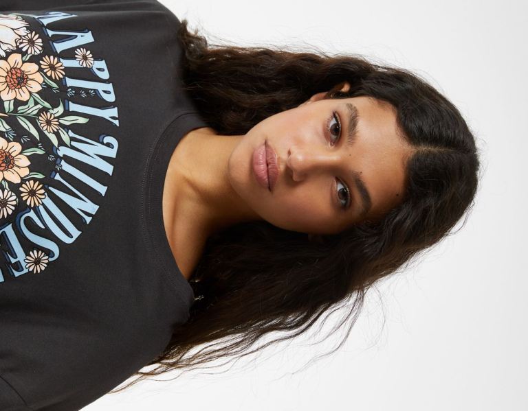 Black Women's Bershka Short Sleeve With Print T Shirts | L8tLEL3hRsB