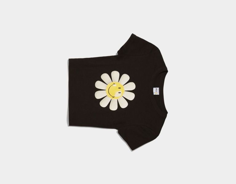 Black Women's Bershka Short Sleeve With A Smiley® Daisy Print T Shirts | SBEAhUwpSp1