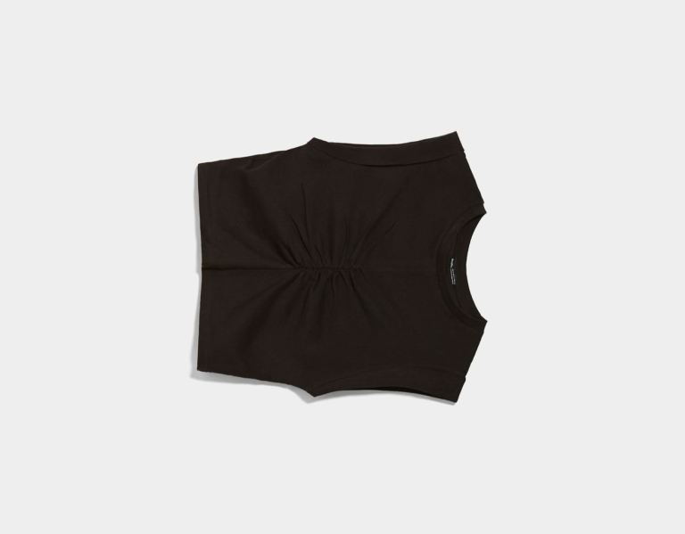 Black Women's Bershka Sleeveless Top With Seam Detail And Front Pleat T Shirts | zpiUvWsFFVG