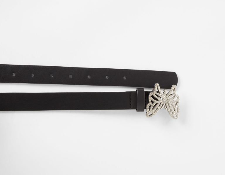 Black Women's Bershka Slim With Bejeweled Butterfly Belts | 0LsyiRkkiWM