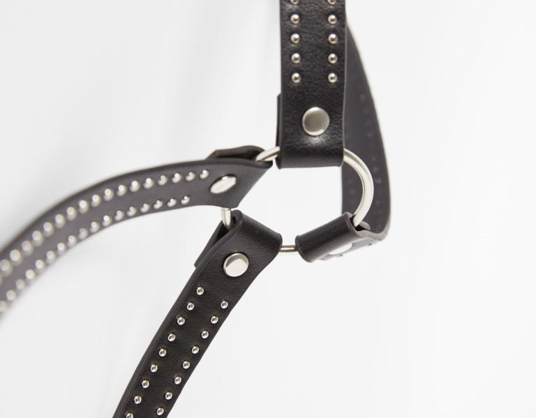 Black Women's Bershka Studded Body Chain Belts | O0RWuHO8ubG