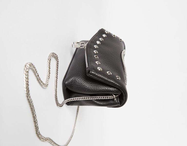 Black Women's Bershka Studded Crossbody Bags | KEiPqAjI3cO