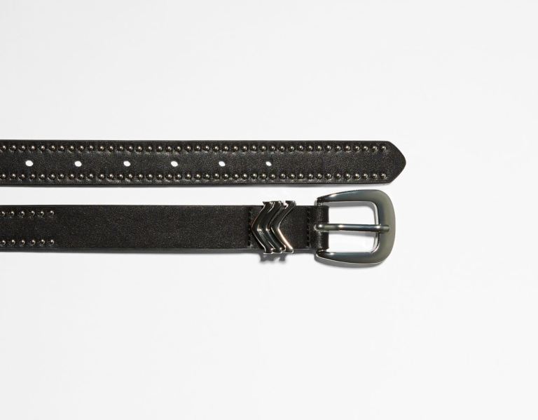 Black Women's Bershka Studded Faux Leather With Buckle Belts | xfr2nN3RUAR